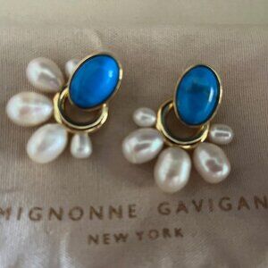 Mignonne Gavigan Turquoise and Pearl Earrings